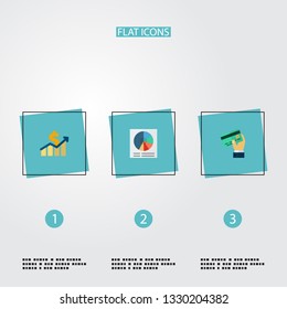 Set of registration icons flat style symbols with circle chart, profit, credit and other icons for your web mobile app logo design.