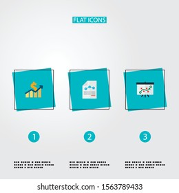 Set of registration icons flat style symbols with balance sheet, profit, strategy and other icons for your web mobile app logo design.