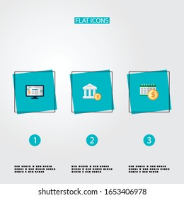 Set of registration icons flat style symbols with software, account, dividends and other icons for your web mobile app logo design.