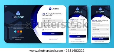 Set Registration pages. Mobile app and Web login and sign up UI concept design. web landing page registration. vector