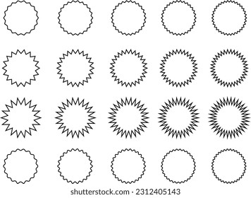 
Set of Regular Jagged Circular Silhouettes