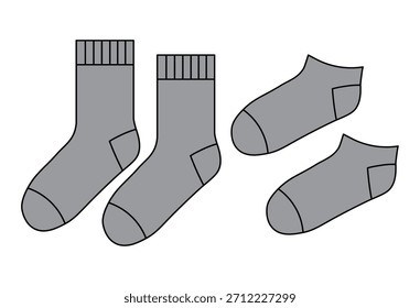 Conjunto de Ilustração de Meias de Comprimento Regular e Meias de Tornozelo para Uso de Vestuário e Estilo de Vida