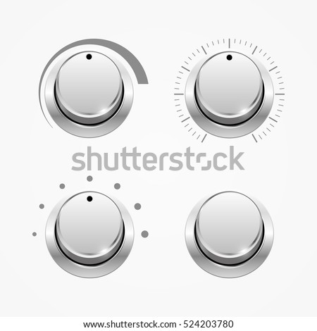 Set of regulator buttons, isolated on white, vector