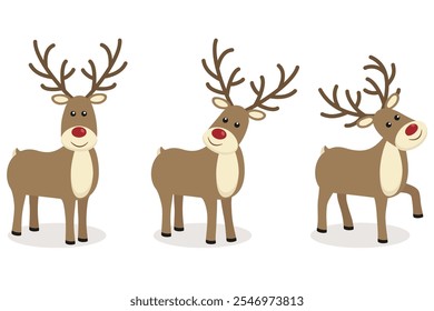 A set of reindeer on a white background