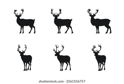 Set of Reindeer silhouette artwork vector illustration