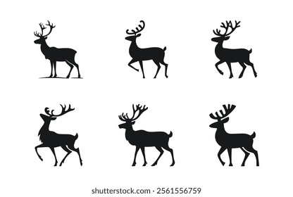 Set of Reindeer silhouette artwork vector illustration