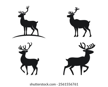 Set of Reindeer silhouette artwork vector illustration