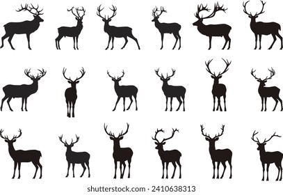 Set of Reindeer Silhouette Collection