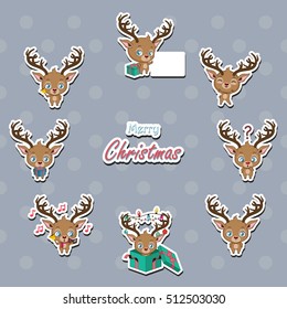 Set of reindeer stickers