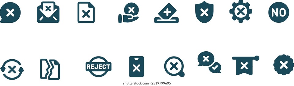 set of reject icon vector flat design , refuse icon