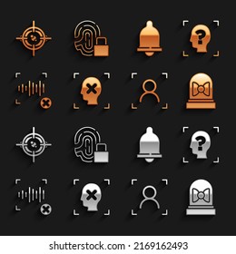 Set Rejection face recognition, Face, Motion sensor, voice, Eye scan and Fingerprint with lock icon. Vector