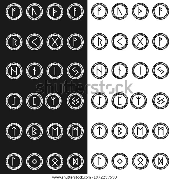 Set Related Runic Alphabets Icon Runes Vector De Stock Libre De