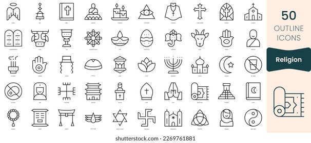 Set of religion icons. Thin linear style icons Pack. Vector Illustration