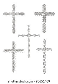 Set of religious cross designs. Vector illustration