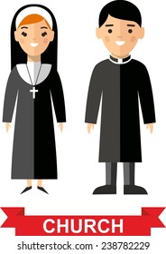 Set of a religious people, priest and nun. Vector illustration of a religious people, priest and nun 