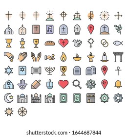 Set of religious symbols and icons