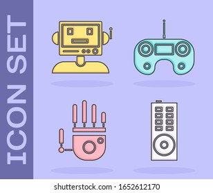 Set Remote control, Robot, Mechanical robot hand and Remote control icon. Vector