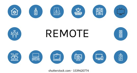 Set of remote icons. Such as House automation, Remote control, Signaling, Antenna, Drone, Tv, Smart home, Home control, Televisions, Remote , icons