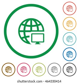 Set of Remote terminal color round outlined flat icons on white background