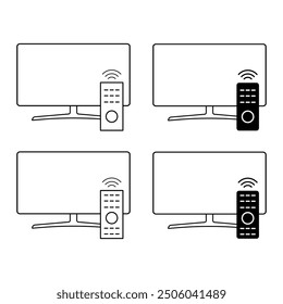 Set of Remote tv device icon, media television sign, web digital vector illustration .