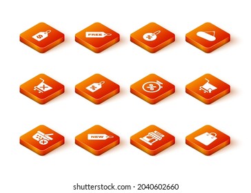 Set Remove shopping basket, Price tag with New, cart, Discount percent, Market store, Stopwatch and, Handbag and Shopping cursor icon. Vector