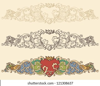 set of renaissance valentine heart borders