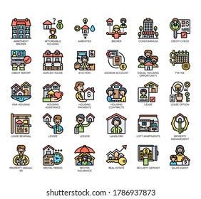 Set of rental property investing thin line and pixel perfect icons for any web and app project. 