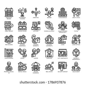 Set of rental property investing thin line and pixel perfect icons for any web and app project. 