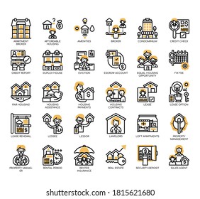 Set of rental property investing thin line and pixel perfect icons for any web and app project. 