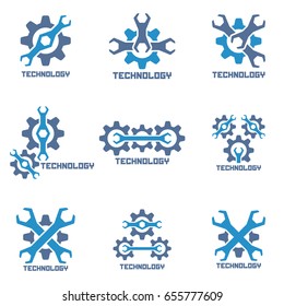Set of repair auto service icons. Technology logo.