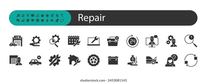 set of repair icons, maintenance, fix, service