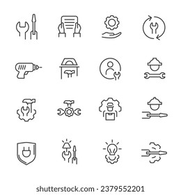 Set of Repair Related Vector Line Icons