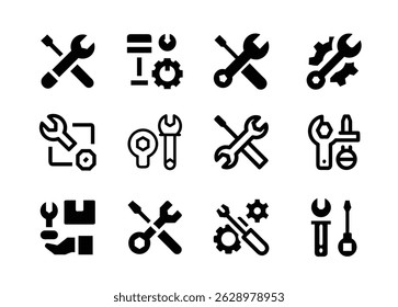 Set of Repair and Service icons on white background