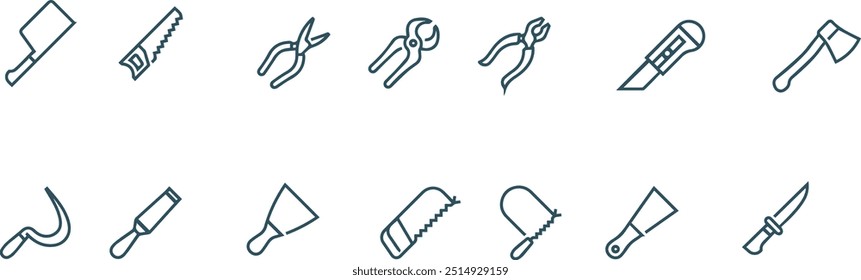 Satz von Reparatur-Tools-Symbol, Vektorliniendesign, Werkzeuge, Vektorsymbol