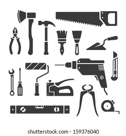 Set of repair tools icons in vector