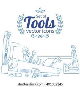 Set of repair tools icons. Vector illustration.