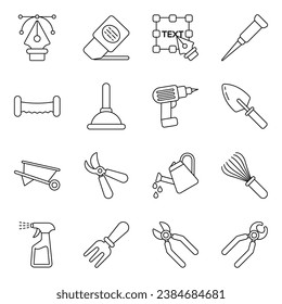 Juego de herramientas de reparación Iconos lineales