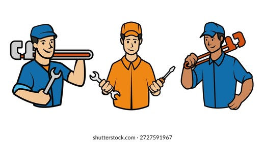 Conjunto de Modelos de Logotipo do Reparador. Adequado para a construção ou logotipo mecânico de negócios