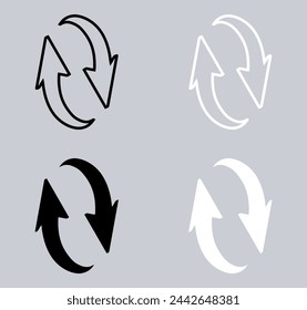 Set of Repeat arrow icon. Refresh icon sign symbol in trendy flat style. Reload arrow vector icon illustration isolated on gray background