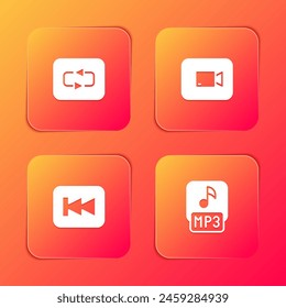 Set Repeat button, Play video, Rewind and MP3 file icon. Vector