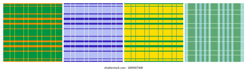 Set of repeat plaid patterns. Vector illustration.