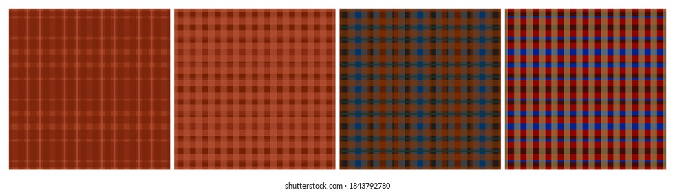 Set of repeat plaid patterns. Vector illustration.