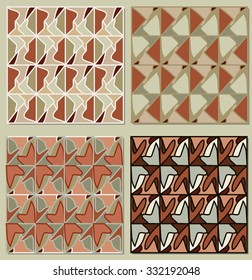 Set of repeatable patterns in muted retro colors, vector background decorative tile