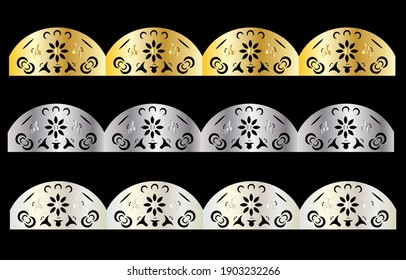 Set of Repeating decorative border horizontally. Vector illustration.