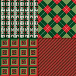 Set Of Repeating Geometric Patterns In Christmas Colours