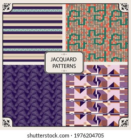 Set of repeating patterns with simple geometric motifs. surface patterns to decorate.