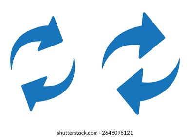 Um conjunto de ícones de substituição e atualização. Conjunto de ícones de transferência. Símbolo de troca. Conceito de transferência, troca, troca, rotação, inversão. Circular. Ícone de seta. reciclando recorrência, renovação, Exchange. Atualizar. ícone Atualizar