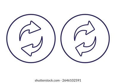 Um conjunto de ícones de substituição e atualização. Conjunto de ícones de transferência. Símbolo de troca. Conceito de transferência, troca, troca, rotação, inversão. Circular. Ícone de seta. reciclando recorrência, renovação, Exchange. Atualizar. Ícone Atualizar.