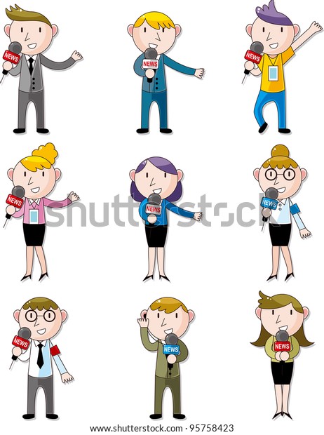 Set Reporter People Stock Vector (Royalty Free) 95758423 | Shutterstock