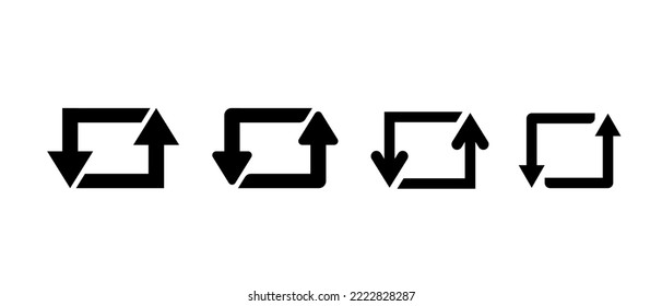 Set of repost vector icons. Share sign. Refresh symbol.	